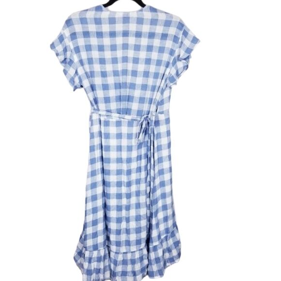 Rails Brigitte gingham blue white ruffle wrap dress Periwinkle M - Picture 4 of 7